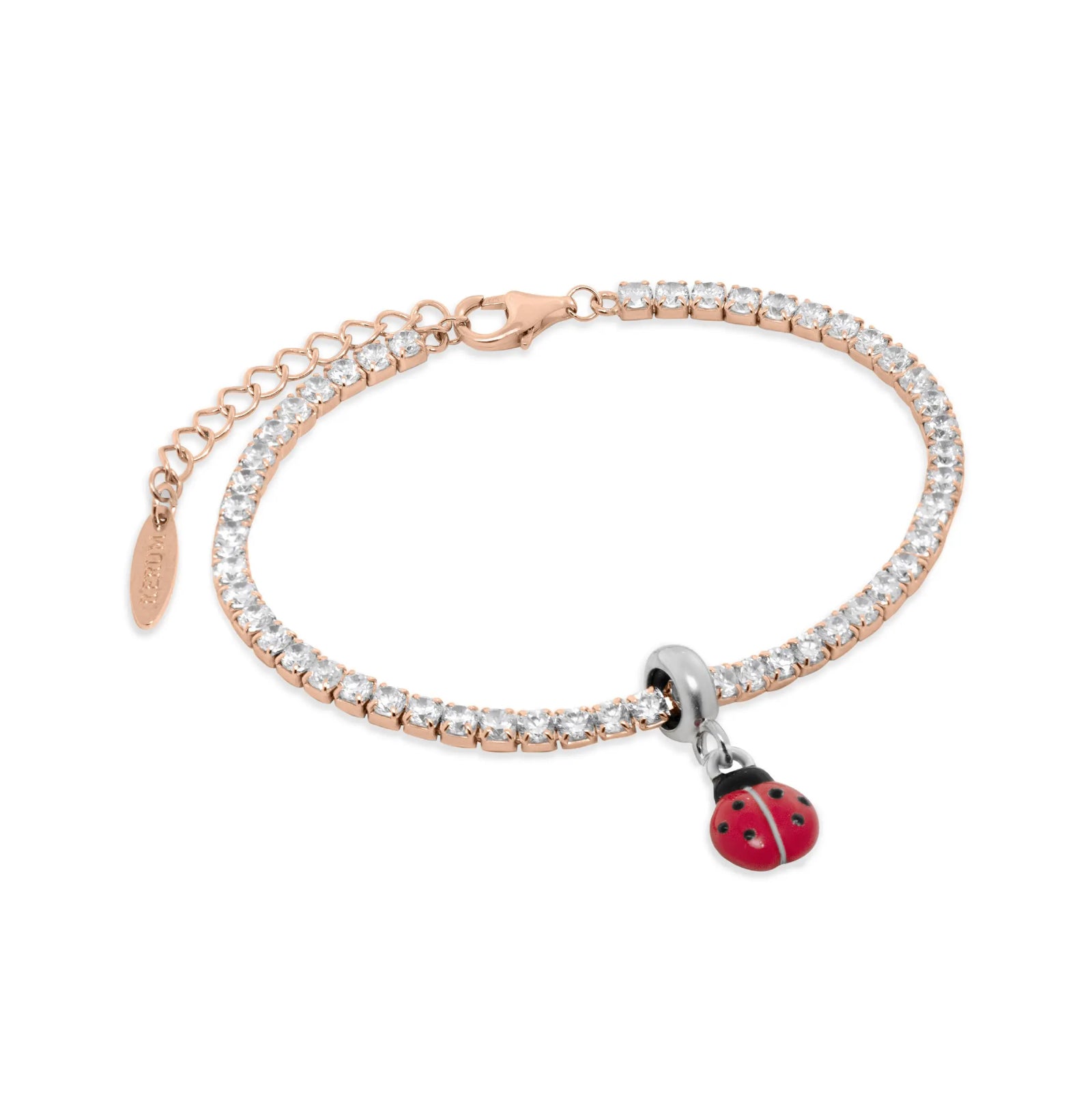 Bracciale Tennis Rerum argento rosé stopper coccinella Regolabile 16-19 cm