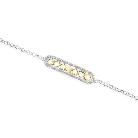 Bracciale Roberto Giannotti argento con angelo e cuori dorati 19 cm