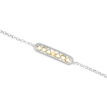 Bracciale Roberto Giannotti argento con angelo e cuori dorati 19 cm