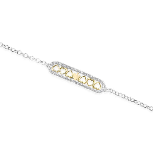 Bracciale Roberto Giannotti argento con angelo e cuori dorati 19 cm