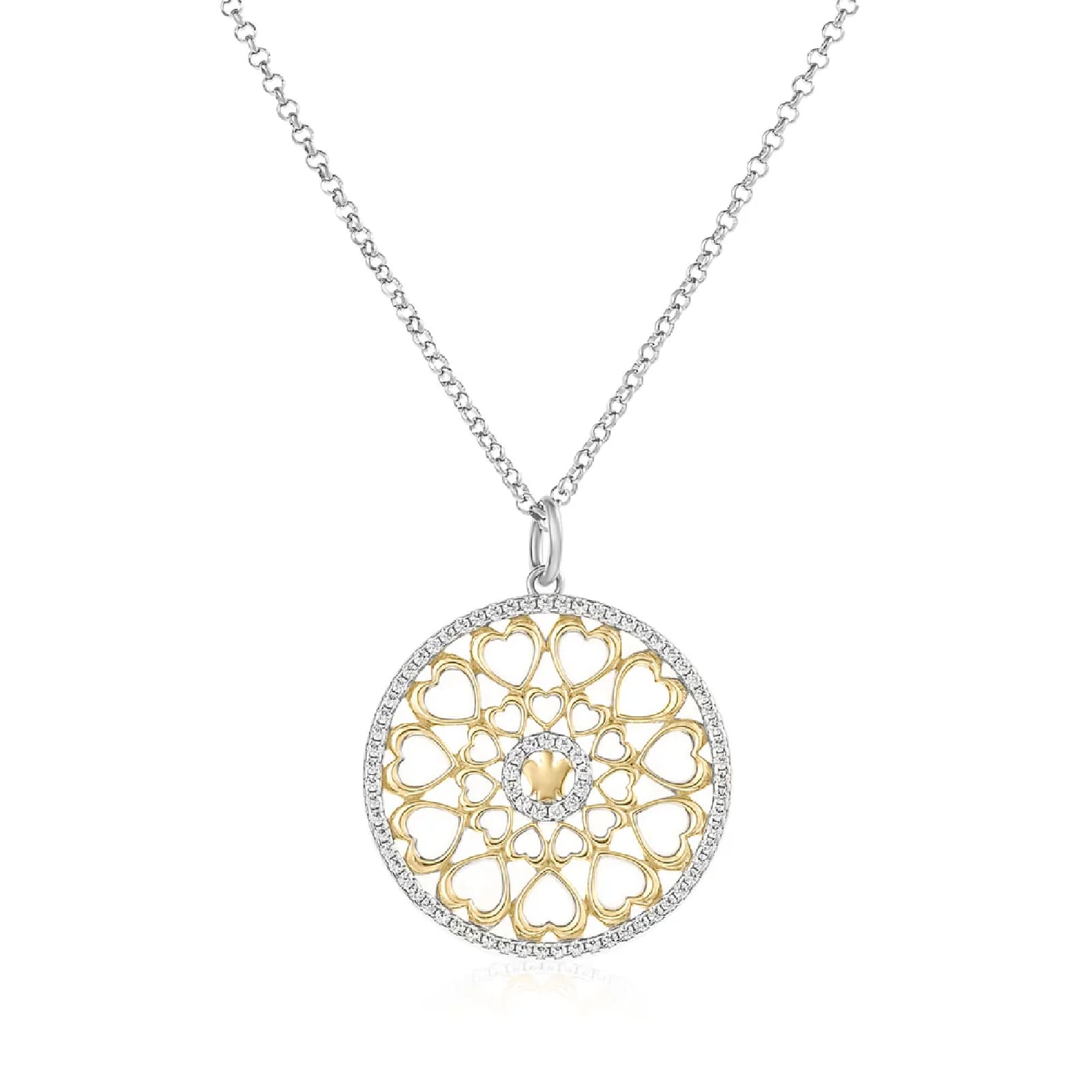 Collana Roberto Giannotti argento cerchio angelo cuori dorati MISURA UNICA