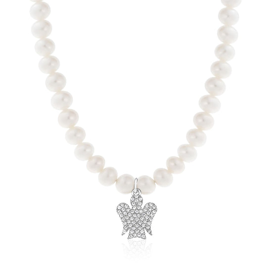 Collana Roberto Giannotti con perle angelo argento e zirconi MISURA UNICA