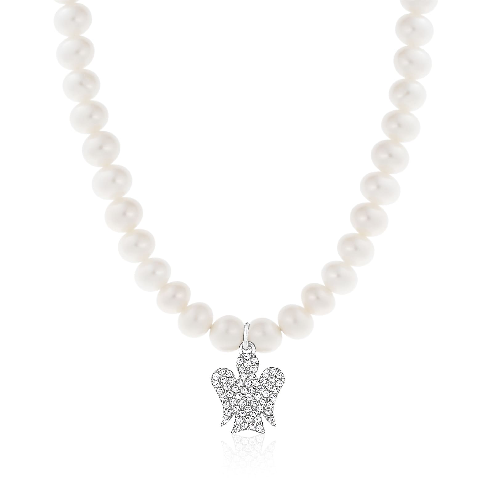 Collana Roberto Giannotti con perle angelo argento e zirconi MISURA UNICA