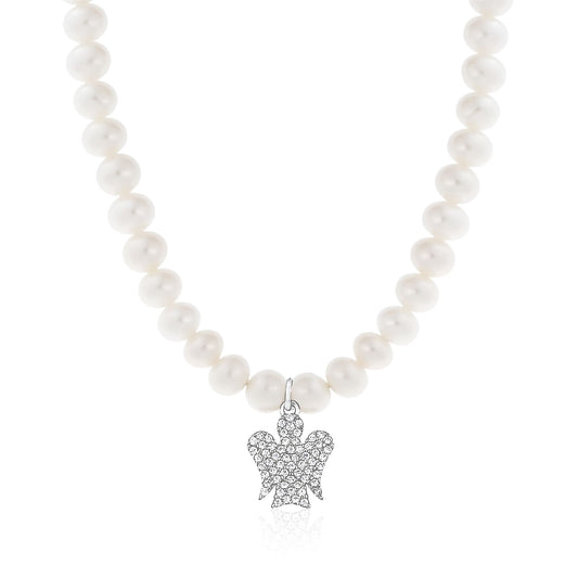 Collana Roberto Giannotti con perle angelo argento e zirconi MISURA UNICA