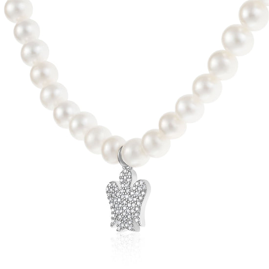 Collana Roberto Giannotti con perle angelo argento e zirconi MISURA UNICA