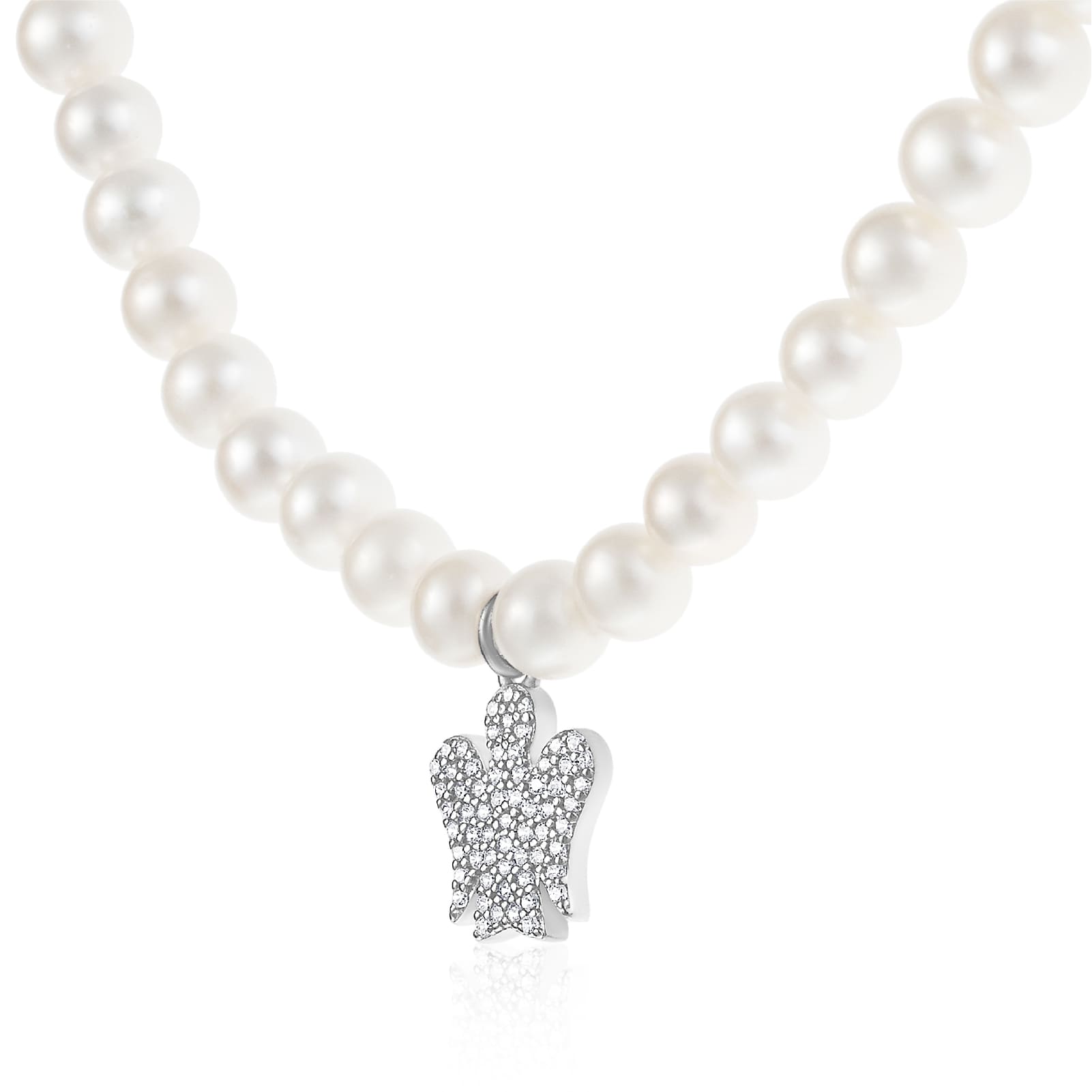 Collana Roberto Giannotti con perle angelo argento e zirconi MISURA UNICA