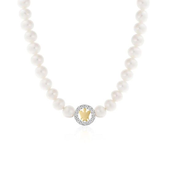 Collana Roberto Giannotti perle con angelo in argento dorato MISURA UNICA