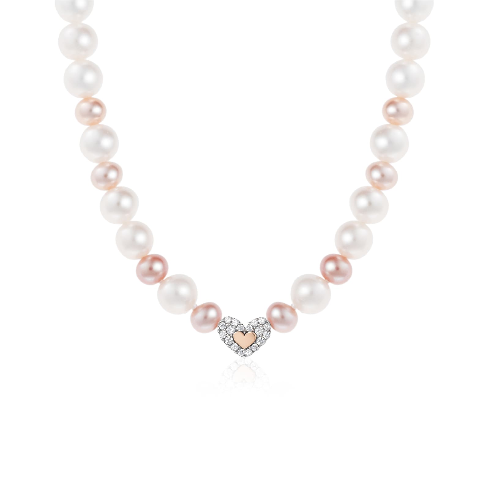 Collana Roberto Giannotti con perle e cuore in argento rosato MISURA UNICA
