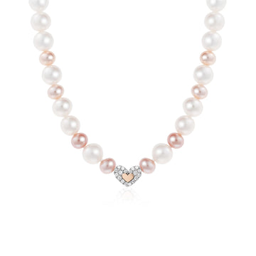 Collana Roberto Giannotti con perle e cuore in argento rosato MISURA UNICA
