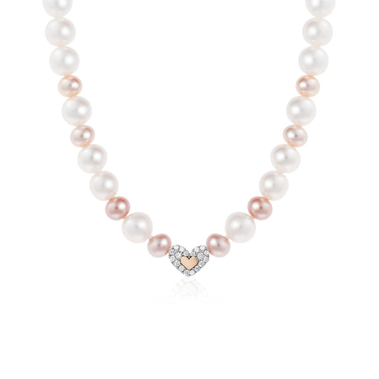 Collana Roberto Giannotti con perle e cuore in argento rosato MISURA UNICA