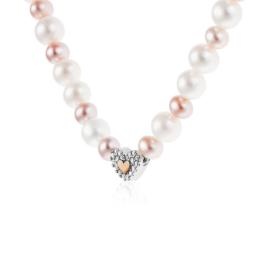 Collana Roberto Giannotti con perle e cuore in argento rosato MISURA UNICA