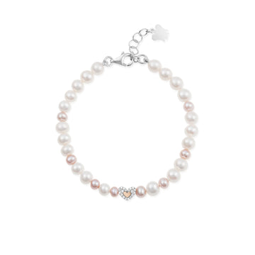 Bracciale Roberto Giannotti con perle e cuore argento rosato 19 cm