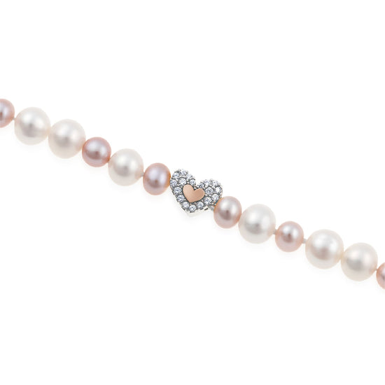Bracciale Roberto Giannotti con perle e cuore argento rosato 19 cm