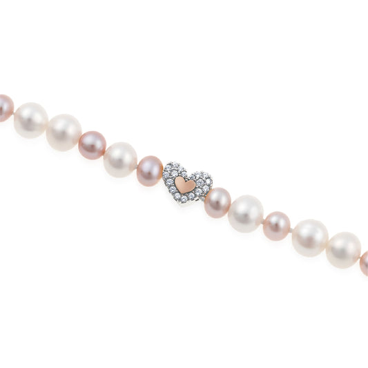 Bracciale Roberto Giannotti con perle e cuore argento rosato 19 cm