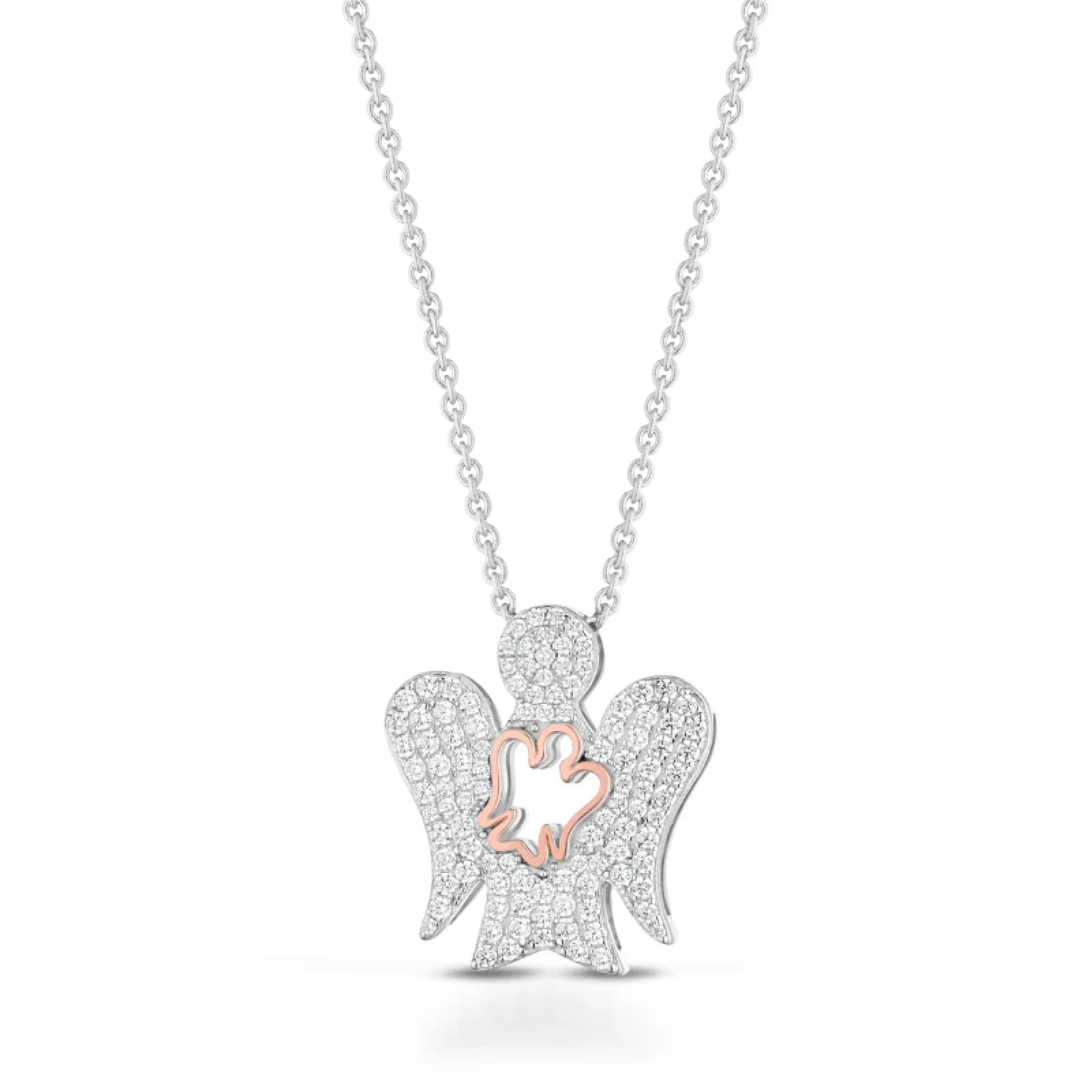 Collana Roberto Giannotti in argento con angelo bianco zirconi MISURA UNICA