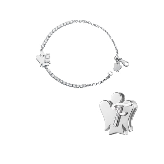 Bracciale tennis Roberto Giannotti argento lettera F zirconi