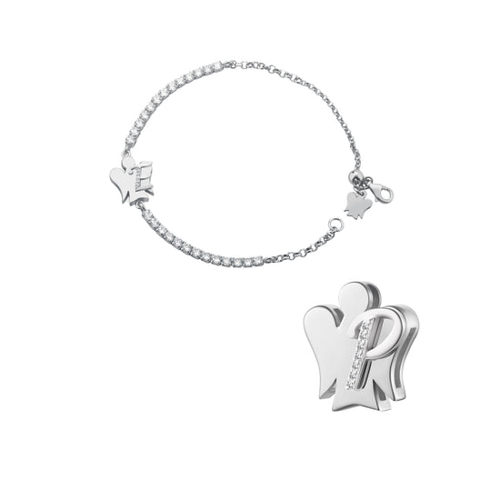 Bracciale tennis Roberto Giannotti argento lettera P zirconi