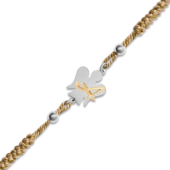 Bracciale Giannotti in corda beige con angelo e lettera A REGOLABILE