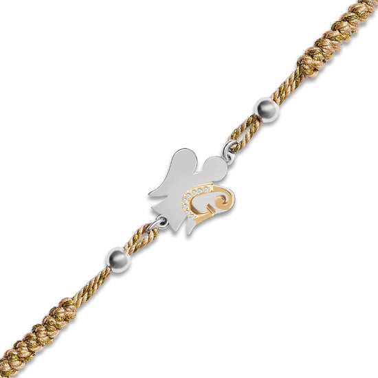 Bracciale Giannotti in corda beige con angelo e lettera G REGOLABILE