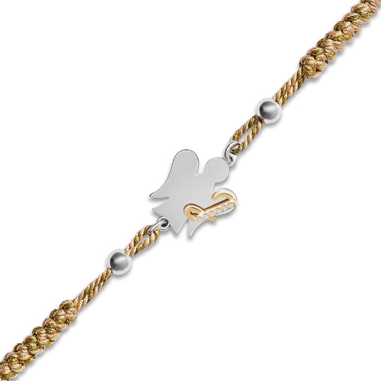 Bracciale Giannotti in corda beige con angelo e lettera L REGOLABILE