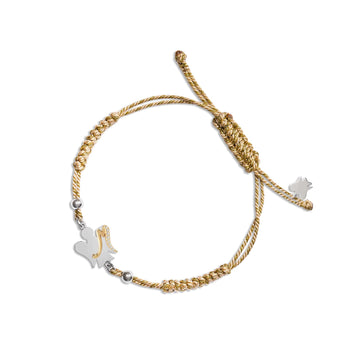 Bracciale Giannotti in corda beige con angelo e lettera M REGOLABILE