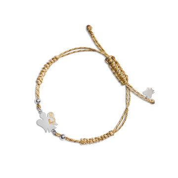 Bracciale Giannotti in corda beige con angelo e lettera S REGOLABILE