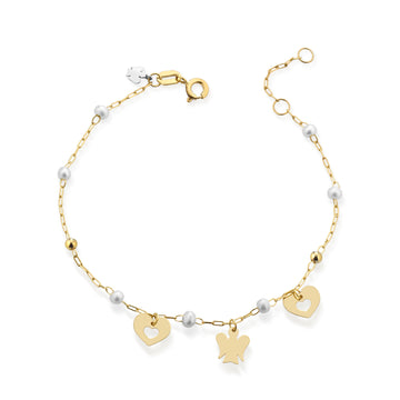 Bracciale Roberto Giannotti in oro giallo 9kt angelo e perle