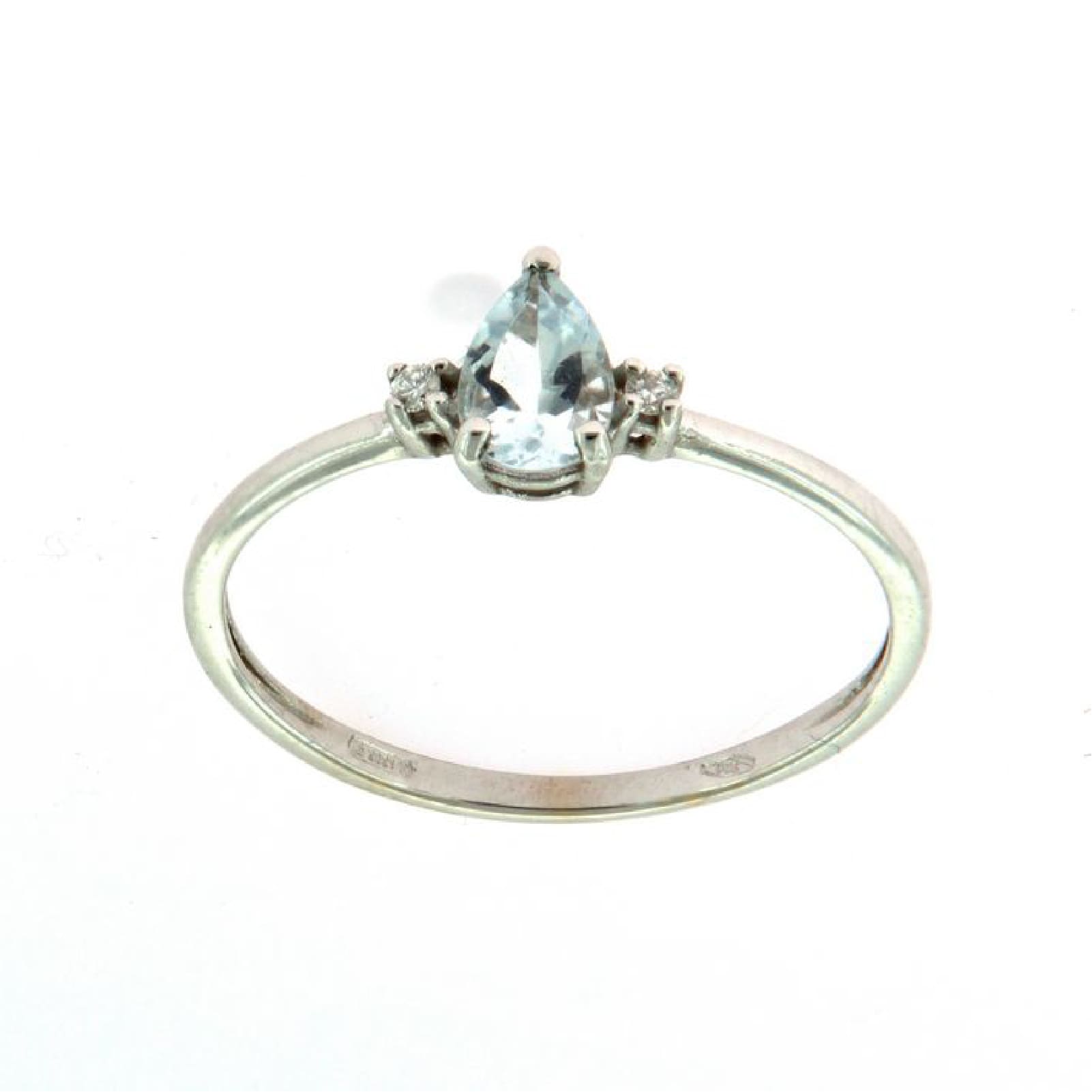 Anello Rose Diamanti oro 9kt acquamarina e diamante ct.0,02