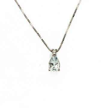 Collana Rose Diamanti oro 9kt acquamarina e diamante ct.0,01 MISURA UNICA