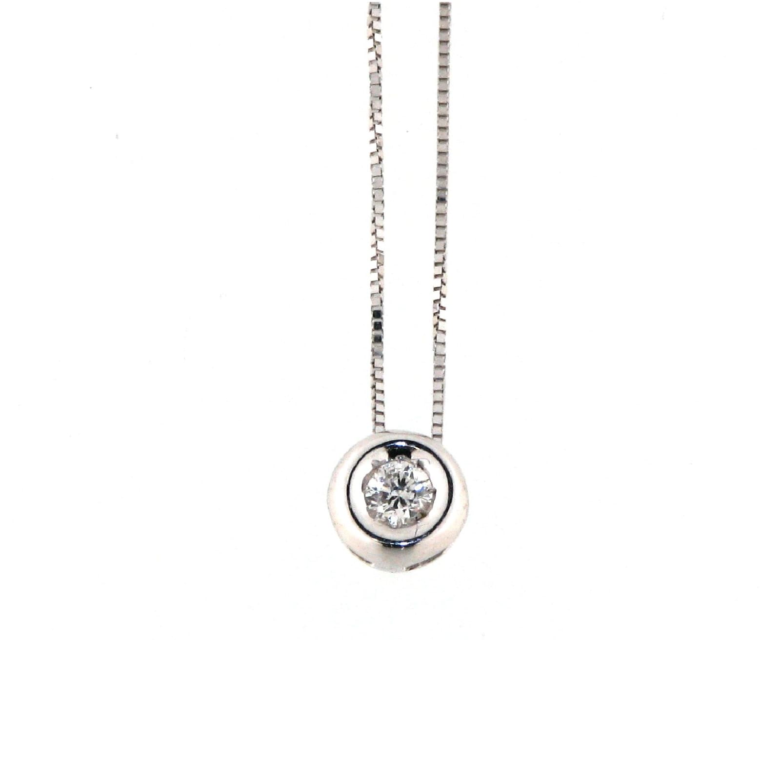 Collana Rose Diamanti in oro bianco 9kt con diamante ct.0,05 MISURA UNICA