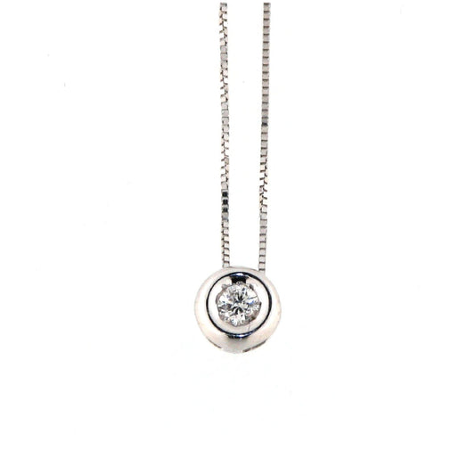 Collana Rose Diamanti in oro bianco 9kt con diamante ct.0,07 MISURA UNICA
