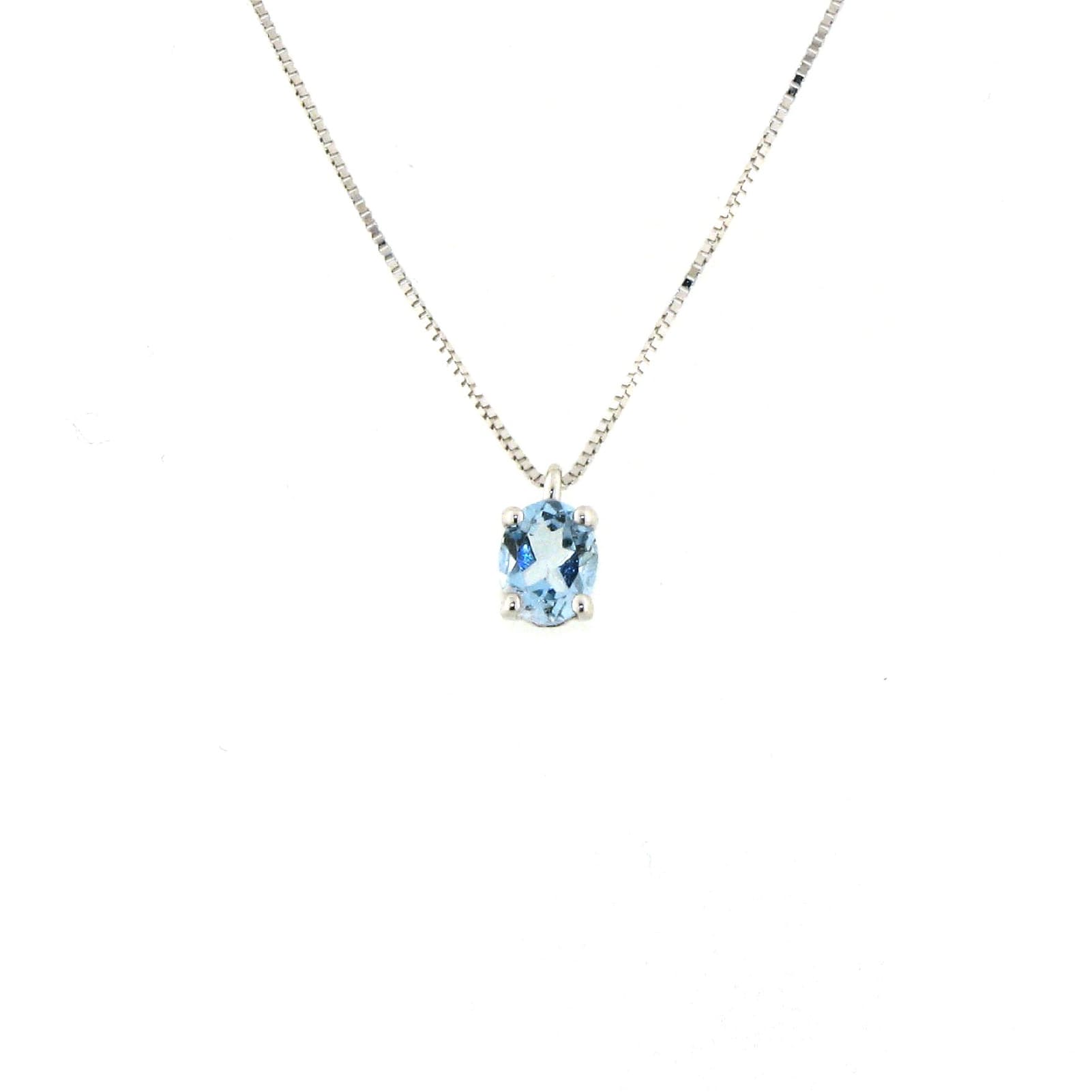 Collana Rose Diamanti in oro 9kt con acquamarina ct.0,25