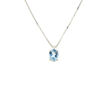 Collana Rose Diamanti in oro 9kt con acquamarina ct.0,25 MISURA UNICA