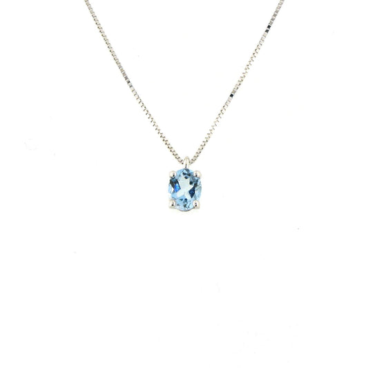 Collana Rose Diamanti in oro 9kt con acquamarina ct.0,25 MISURA UNICA