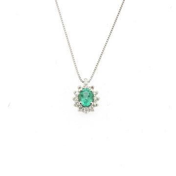 Collana Rose Diamanti oro 9kt con smeraldo e diamante ct.0,06 MISURA UNICA