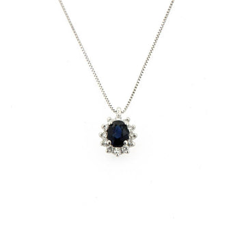 Collana Rose Diamanti oro 9kt con zaffiro e diamante ct.0,06 MISURA UNICA
