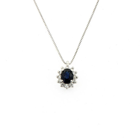 Collana Rose Diamanti oro 9kt con zaffiro e diamante ct.0,06 MISURA UNICA
