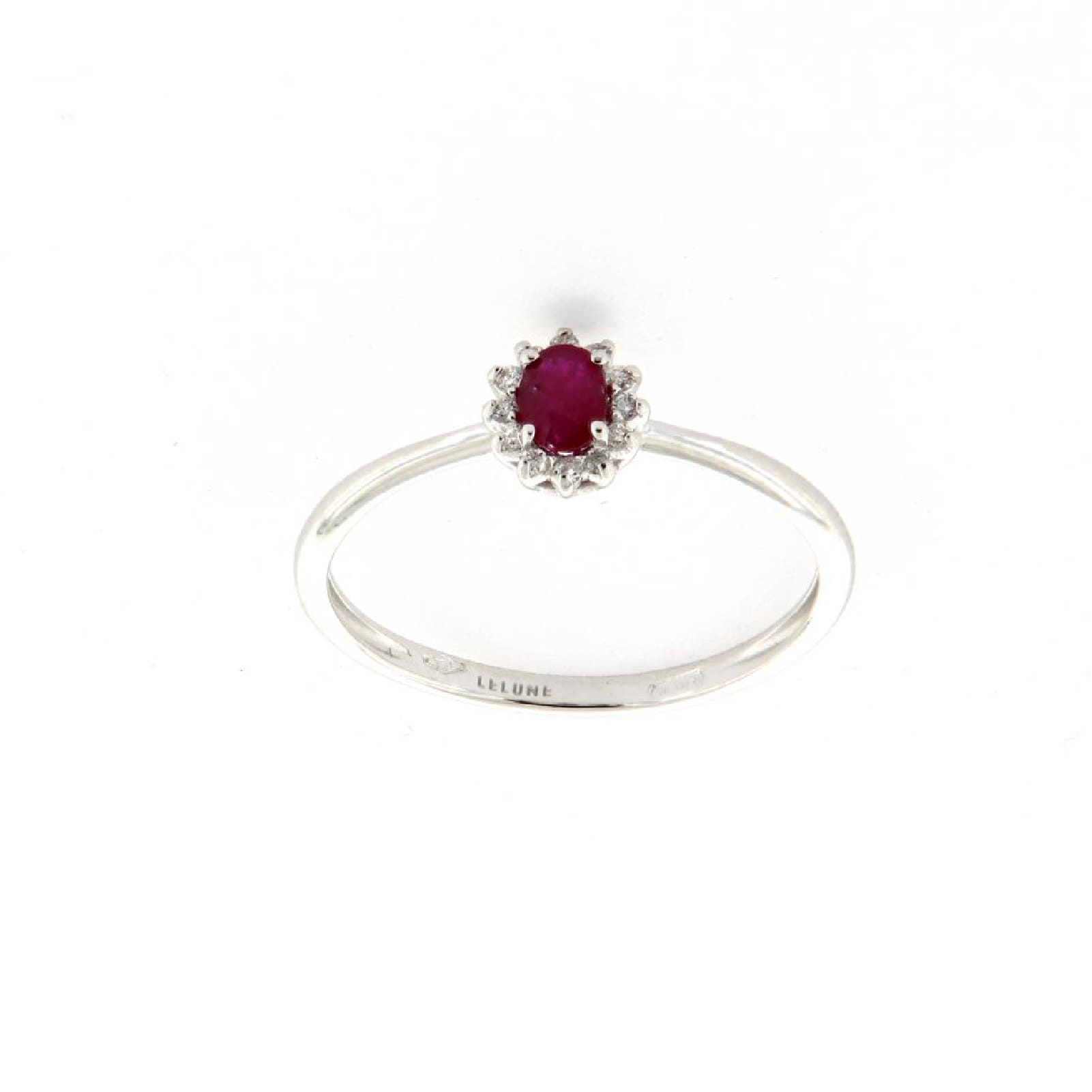 Anello Rose Diamanti oro 9kt con rubino e diamanti ct.0,06