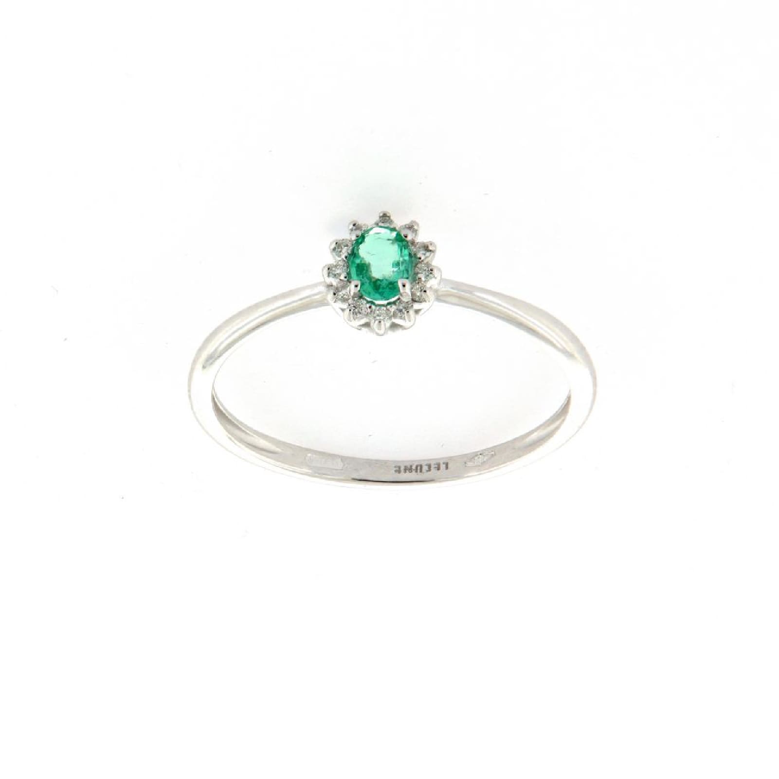 Anello Rose Diamanti oro 9kt con smeraldo e diamanti ct.0,06