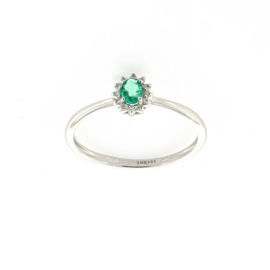 Anello Rose Diamanti oro 9kt con smeraldo e diamanti ct.0,06 SU MISURA