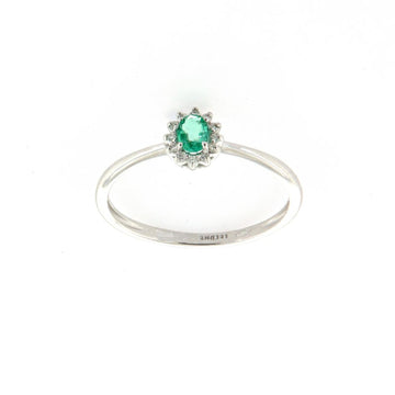 Anello Rose Diamanti oro 9kt con smeraldo e diamanti ct.0,06 SU MISURA