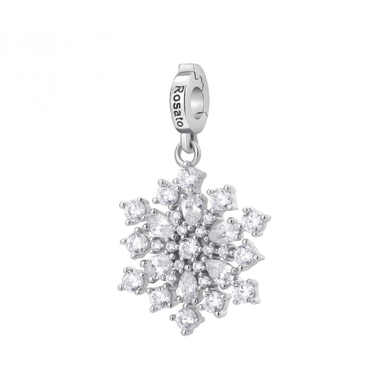 Charm pendente Rosato argento a fiocco di neve e zirconi MISURA UNICA