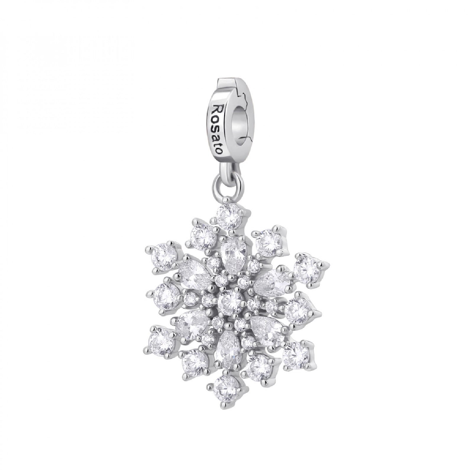 Charm pendente Rosato argento a fiocco di neve e zirconi MISURA UNICA