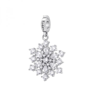 Charm pendente Rosato argento a fiocco di neve e zirconi MISURA UNICA