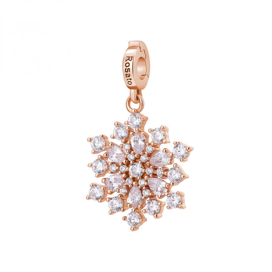 Charm pendente Rosato argento a forma di fiocco di neve MISURA UNICA