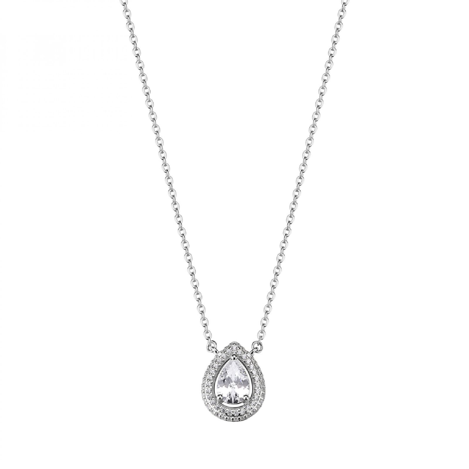 Collana girocollo Rosato in argento goccia pendente e zirconi MISURA UNICA
