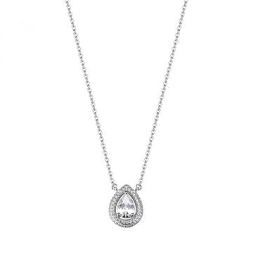 Collana girocollo Rosato in argento goccia pendente e zirconi MISURA UNICA