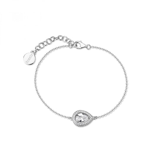 Bracciale catena Rosato argento goccia con zirconi da donna 18 cm