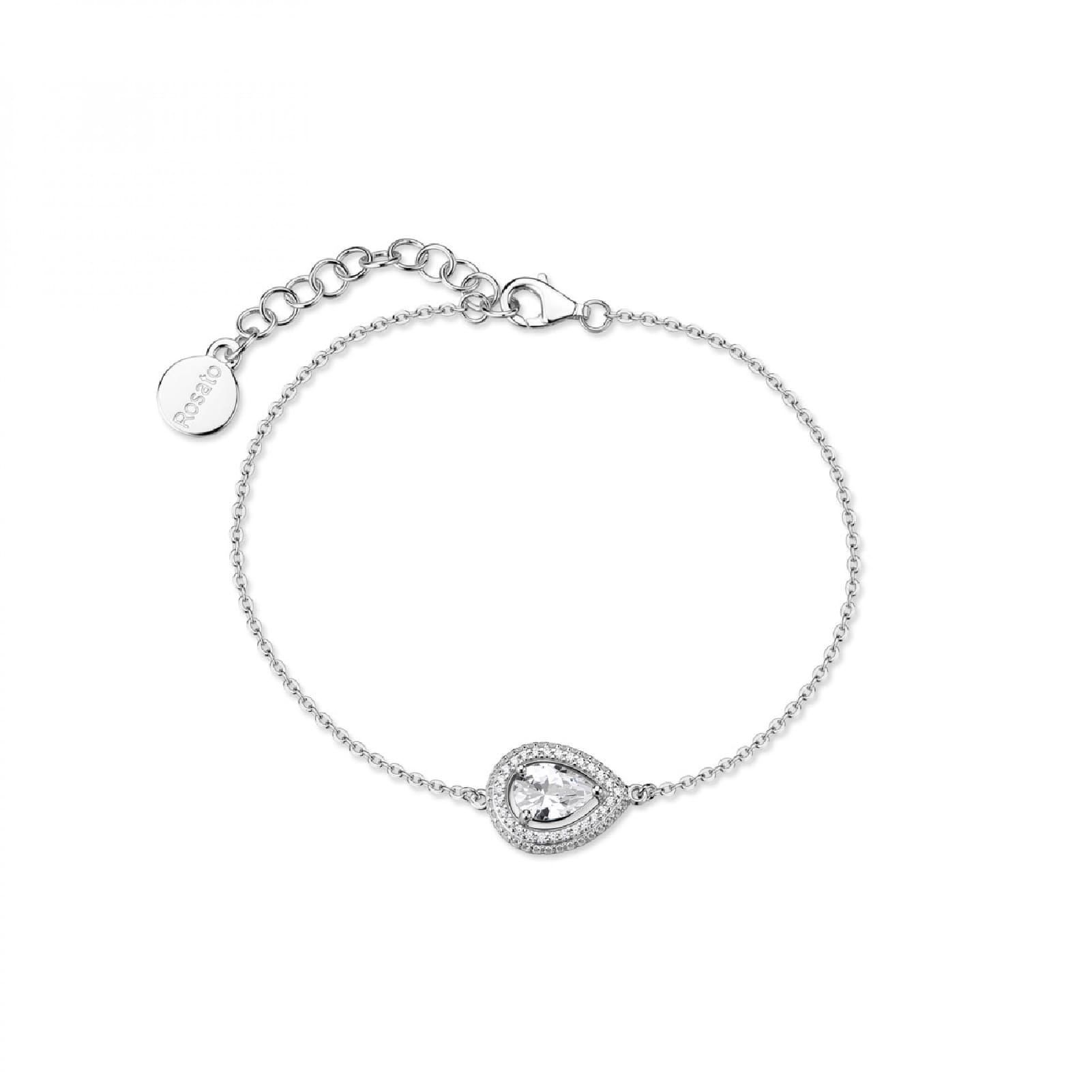 Bracciale catena Rosato argento goccia con zirconi da donna 18 cm