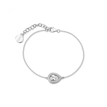 Bracciale catena Rosato argento goccia con zirconi da donna 18 cm